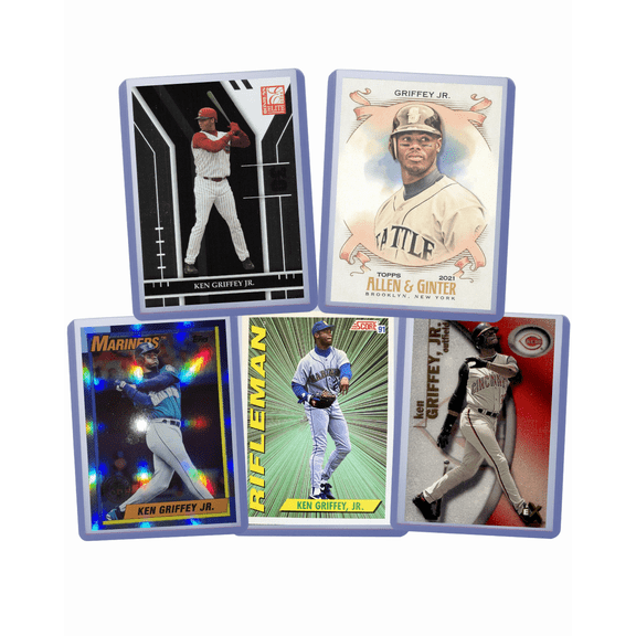 Ken Griffey Jr. Baseball Cards (5) ASSORTED MLB baseball Trading Cards - Perfect for any collector or gift