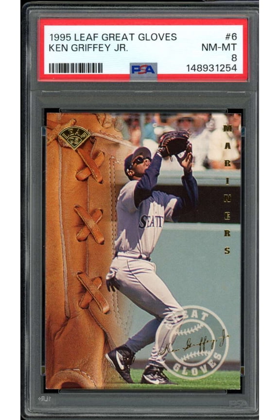 Ken Griffey Jr. Card 1995 Leaf Great Gloves #6 PSA 8