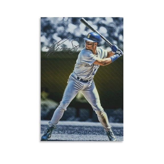 Ken Griffey Jr Hit A Ball Poster Artworks Canvas Poster Room Aesthetic Wall Art Prints Home Modern Decor Gifts 08x12inch(20x30cm)