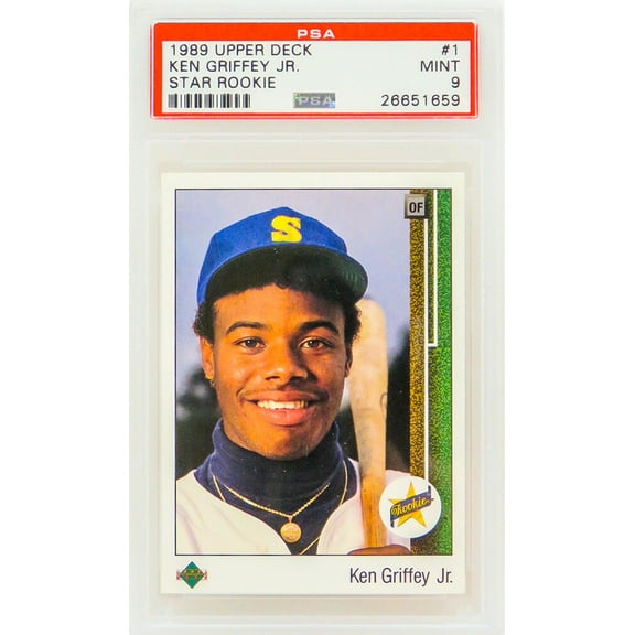 Ken Griffey Jr (Seattle Mariners) 1989 Upper Deck Baseball #1 RC Rookie Card - PSA 7 Nr. Mint