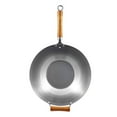thumbnail image 1 of Ken Hom Flat Bottom Non-Stick Wok, 14" Carbon Steel Silver Stir Fry Cooking Pan, 1 of 7