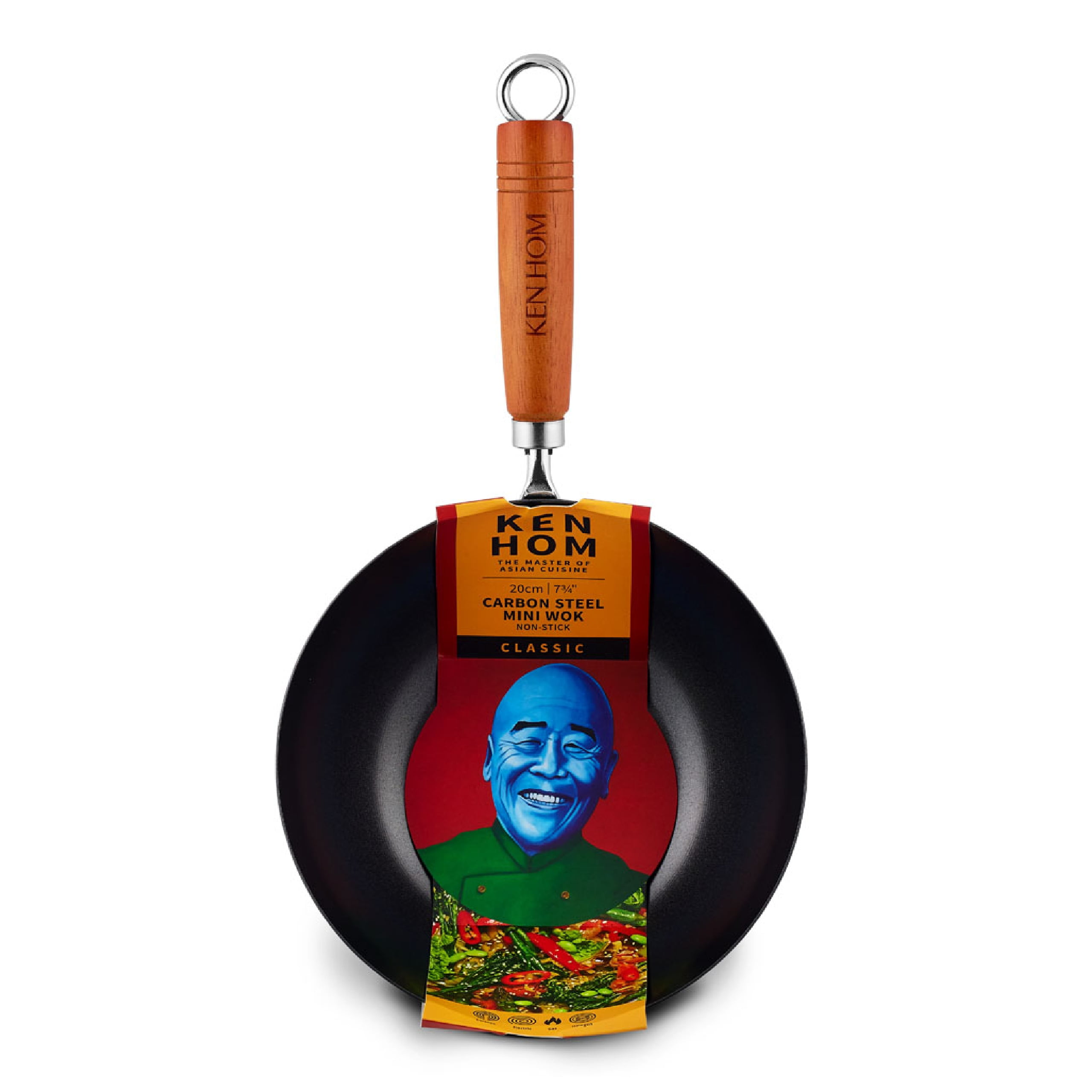 Ken Hom 7.75" Nonstick Carbon Steel Mini Wok with Wooden Handle