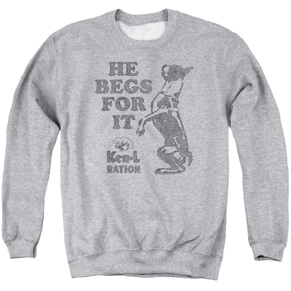Ken L Ration Begs Adult Crewneck Sweatshirt Athletic Heather