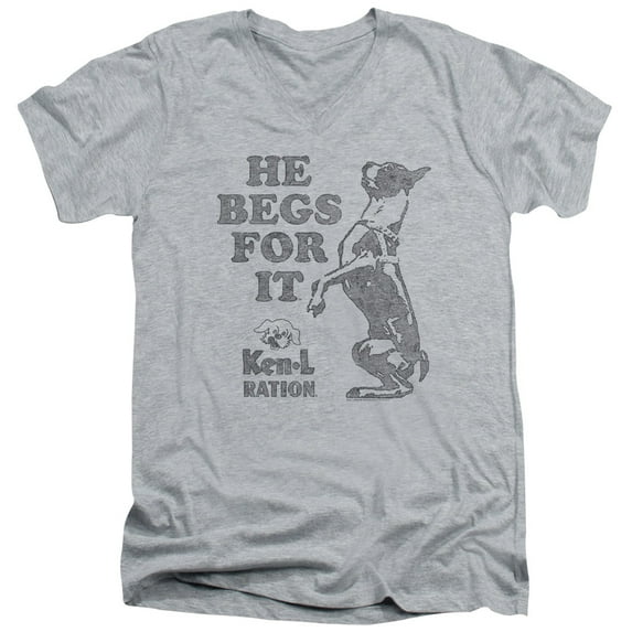 Ken L Ration Begs Adult V-Neck T-Shirt 30/1 T-Shirt Athletic Heather