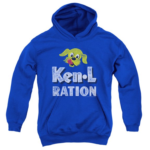Ken L Ration Distressed Logo Youth Pullover Hoodie Sweatshirt Royal