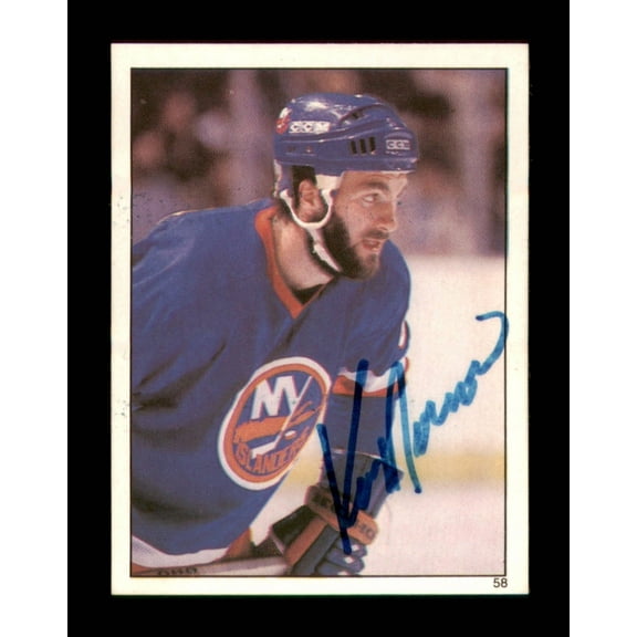 Ken Morrow Autographed 1982-83 Topps Stickers Card #58 New York Islanders SKU #251443