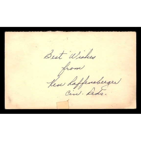 Ken Raffensberger Autographed 3.25x5.5 Government Postcard Cincinnati Reds "Best Wishes" SKU #201414