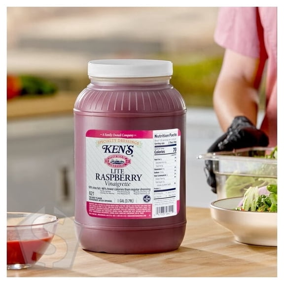 Ken's Foods 1 Gallon Lite Raspberry Vinaigrette Dressing - 4/Case