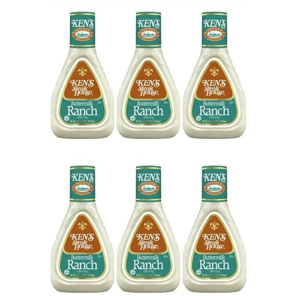 Ken's Steak House Buttermilk Ranch Dressing, 16 Oz Bottle, Pack of 6