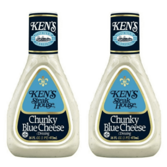Ken's Steak House Chunky Blue Cheese Dressing 16 fl oz - Pack of 2, Includes V2U Utensil Set
