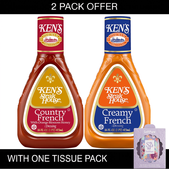 Ken's Steak House Country French with Orange Blossom Honey Salad Dressing 16 fl oz | Ken's Steak House Creamy French Salad Dressing 16 fl oz