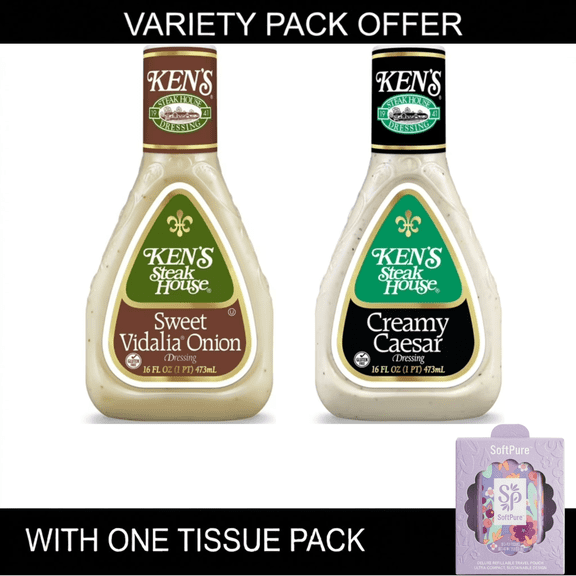Ken's Steak House Creamy Caesar Salad Dressing 16 fl oz | Ken's Steak House Sweet Vidalia Onion Dressing 16 fl oz