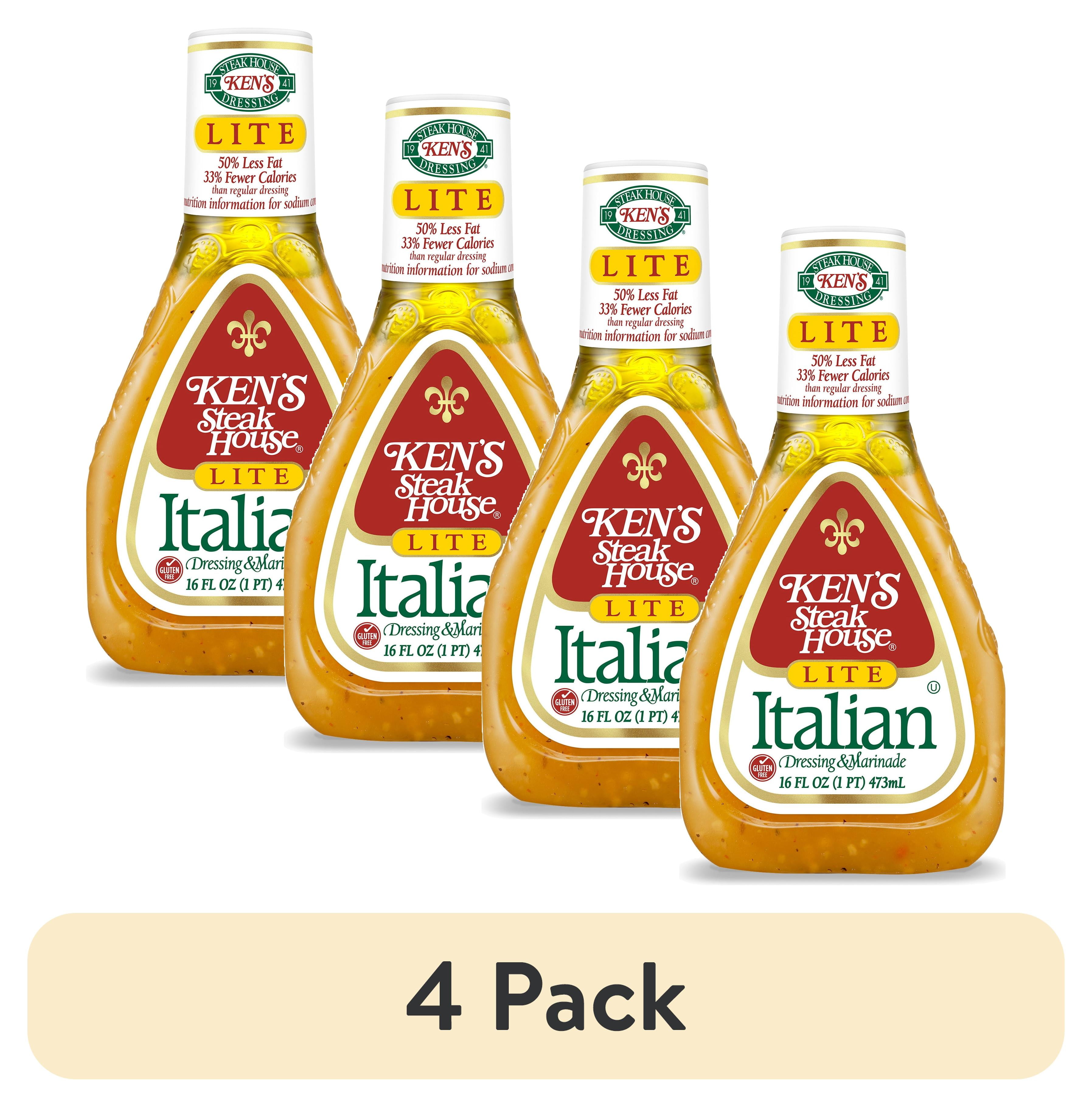 (4 pack) Ken's Steak House Lite Italian Dressing & Marinade 16 fl oz