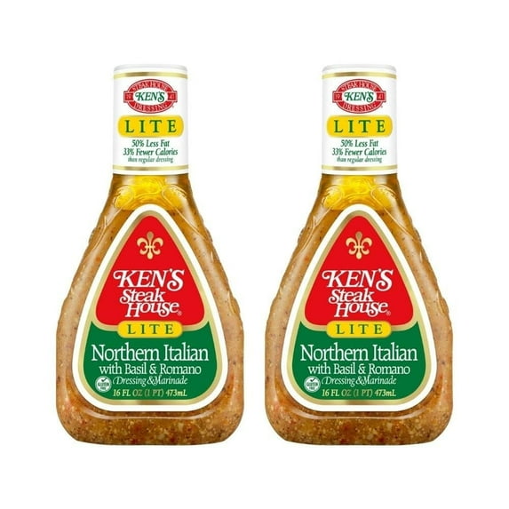Ken's Steak House Lite Northern Italian Salad Dressing, 16 oz Bottle, Pack of 2