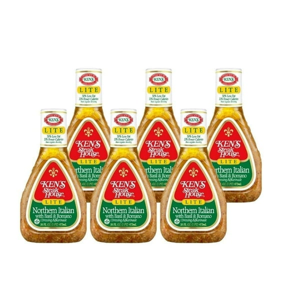 Ken's Steak House Lite Northern Italian Salad Dressing, 16 oz Bottle, Pack of 6