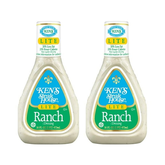Ken's Steak House Lite Ranch Salad Dressing, 16 oz Bottles, Pack of 2