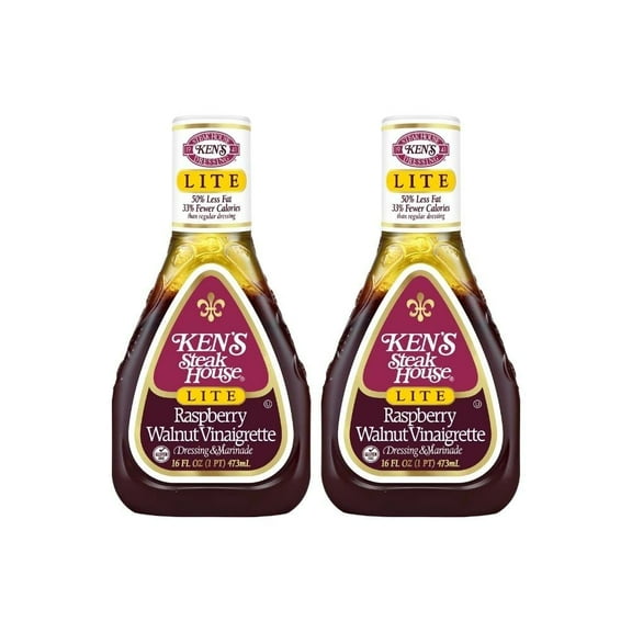 Ken's Steak House Lite Raspberry Walnut Vinaigrette, 16 Fl Oz (Pack of 2)