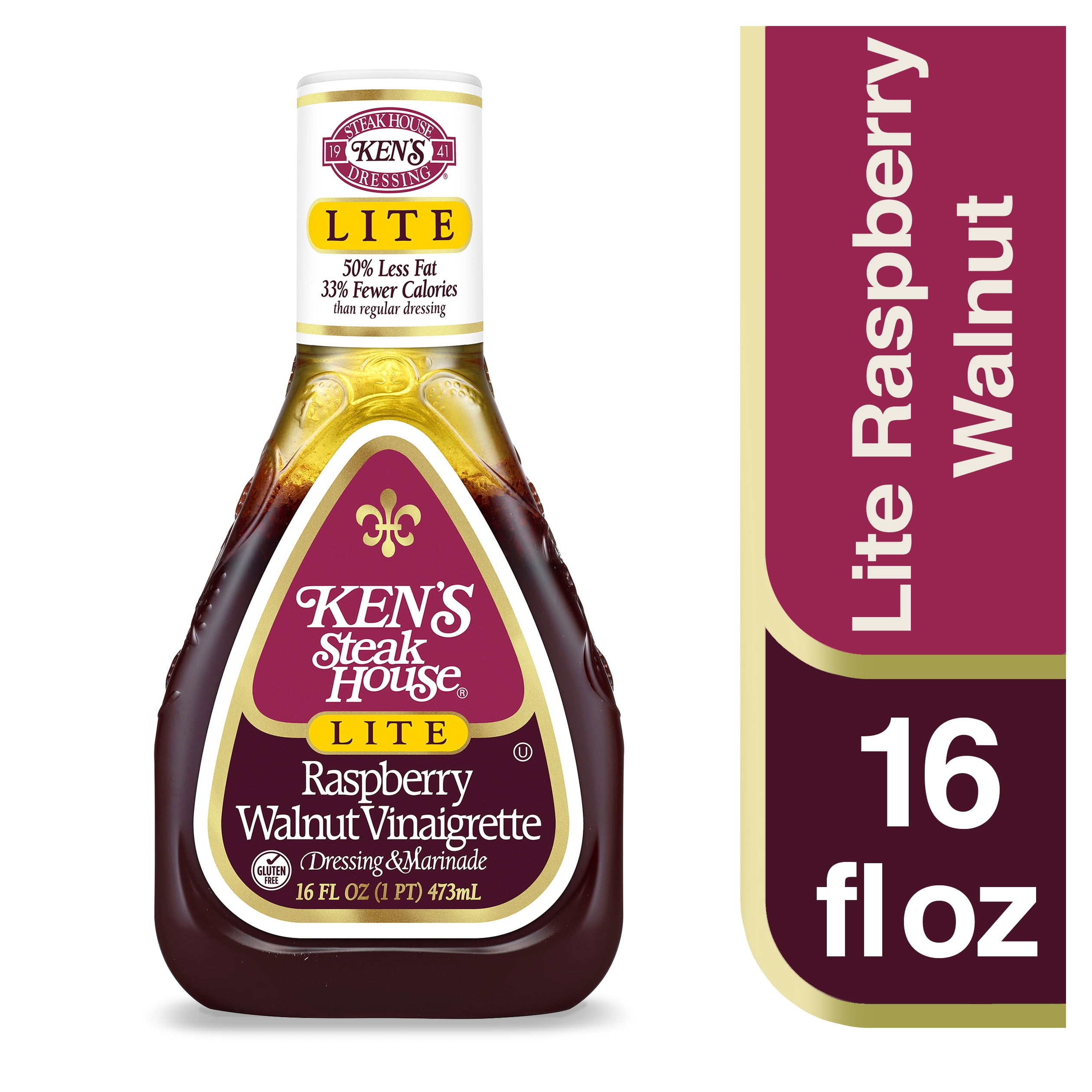Ken's Steak House Lite Raspberry Walnut Vinaigrette Dressing & Marinade 16 oz
