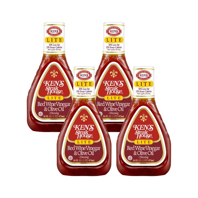 Ken's Steak House Lite Red Wine & Olive Oil Dressing,16 Fl Oz. (Pack of