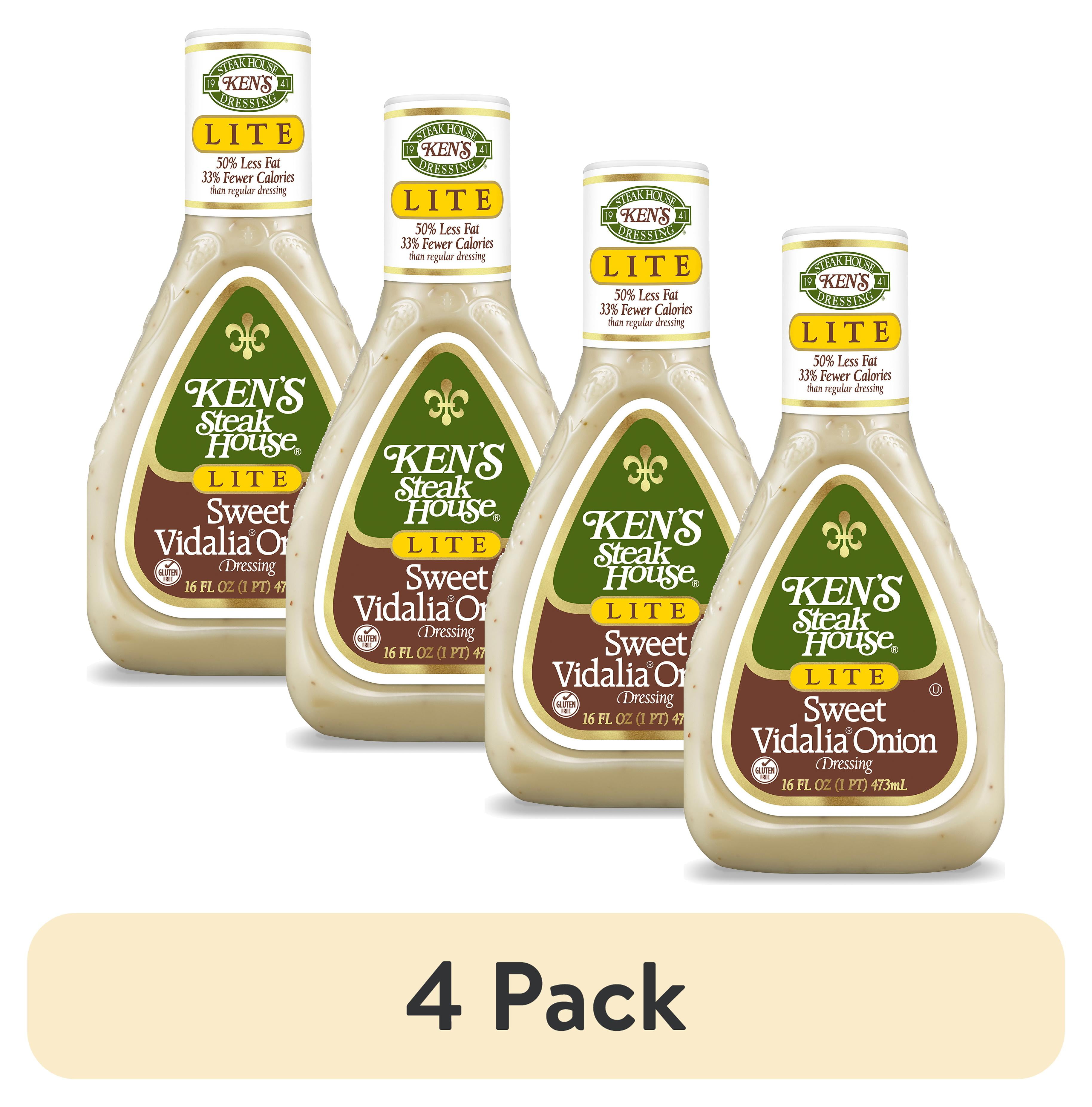 (4 pack) Ken's Steak House Lite Sweet Vidalia Onion Dressing 16 fl oz