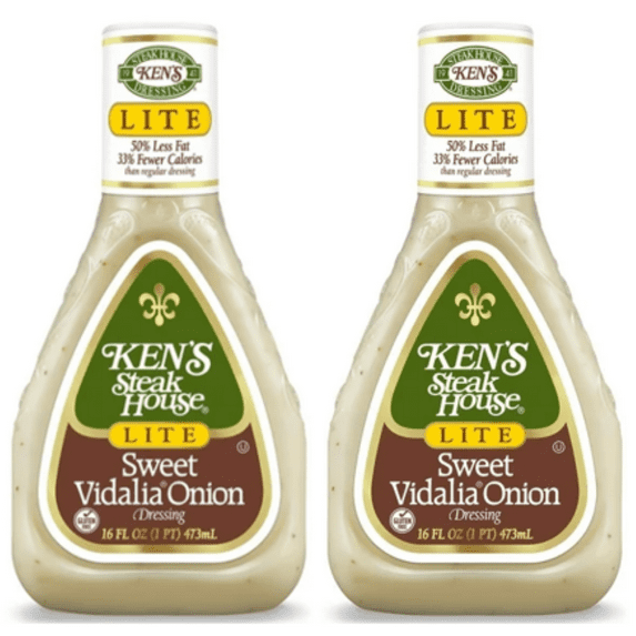 Ken's Steak House Lite Sweet Vidalia Onion Dressing 16 fl oz -Pack of 2, Includes V2U Utensil Set
