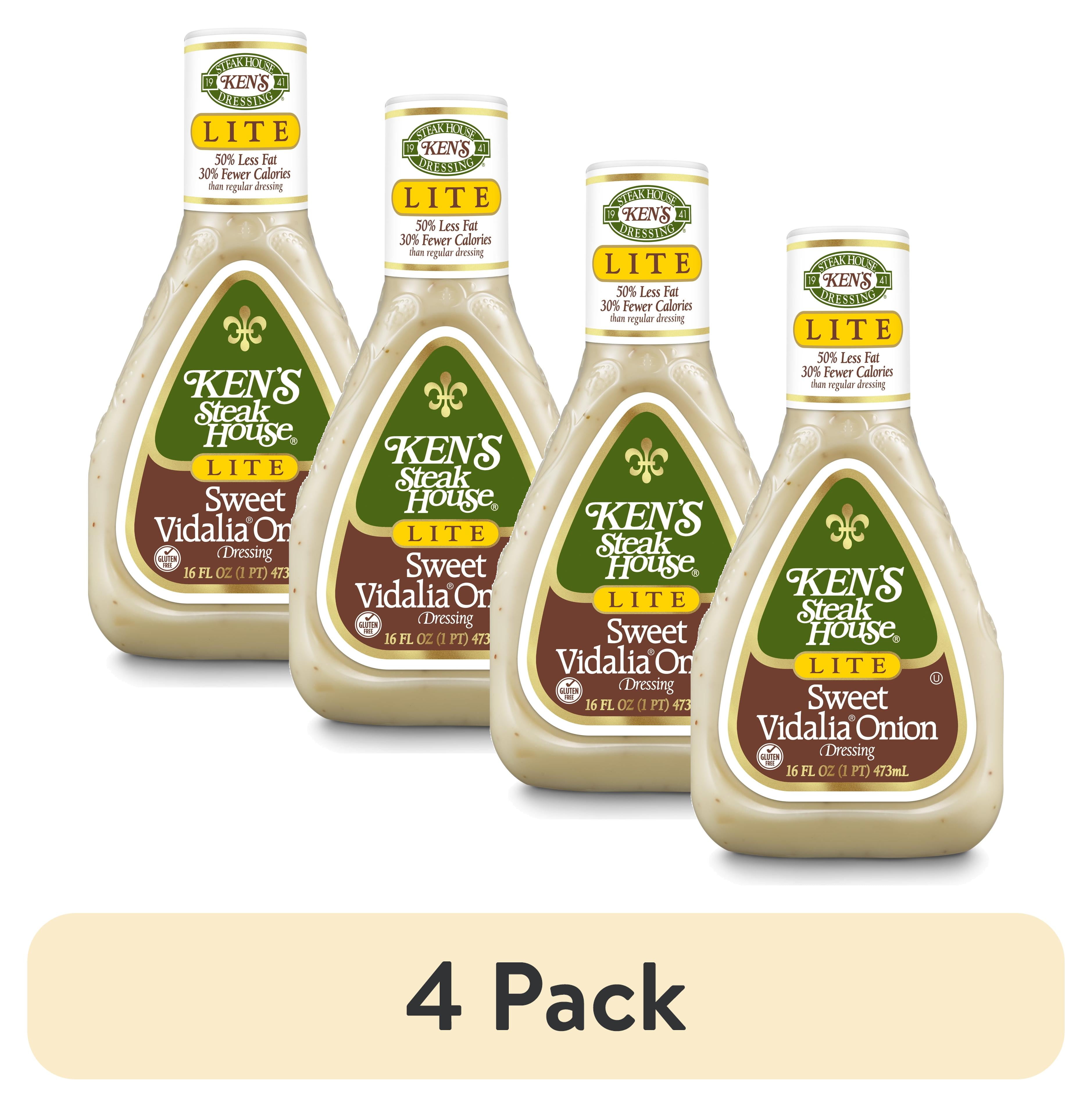 (4 pack) Ken's Steak House Lite Sweet Vidalia Onion Salad Dressing 16