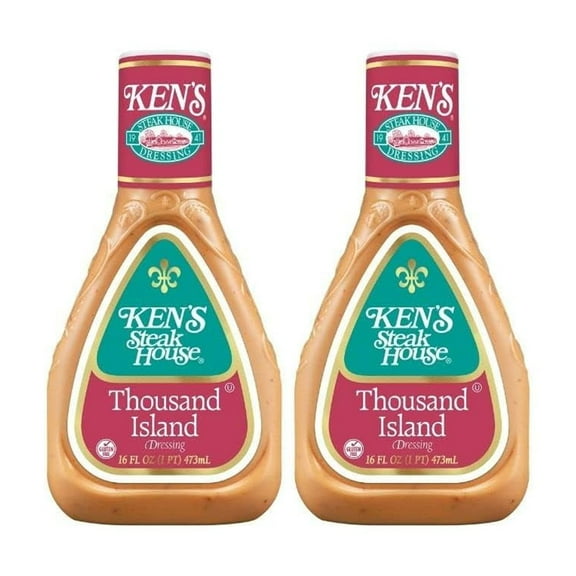 Ken's Steak House Thousand Island Dressing, 16 fl oz, Pack of 2, Bundled With V2U Utensil Set