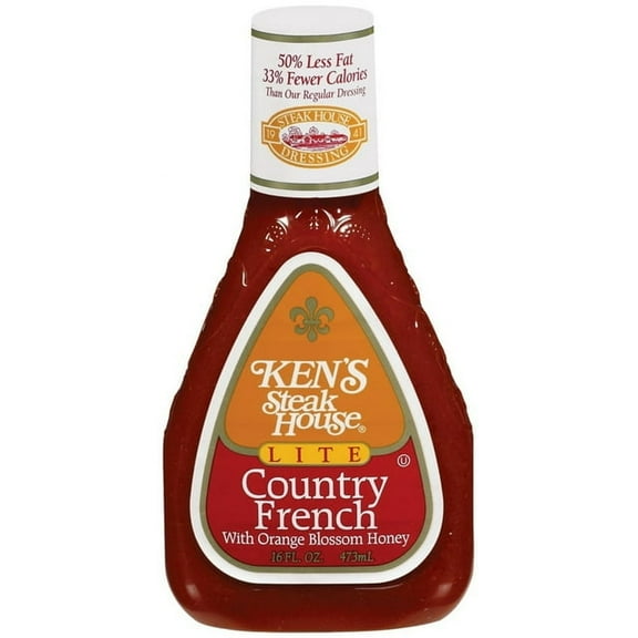 Ken's Steakhouse Lite Dressing, Country French with Orange Blossom Honey 16 Fl Oz (Pack of 2)