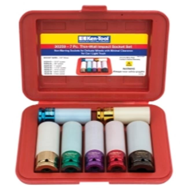 Ken-tool  0.5 in. Drive 6 Point Thin Wall Impact Socket Set - 7 Piece