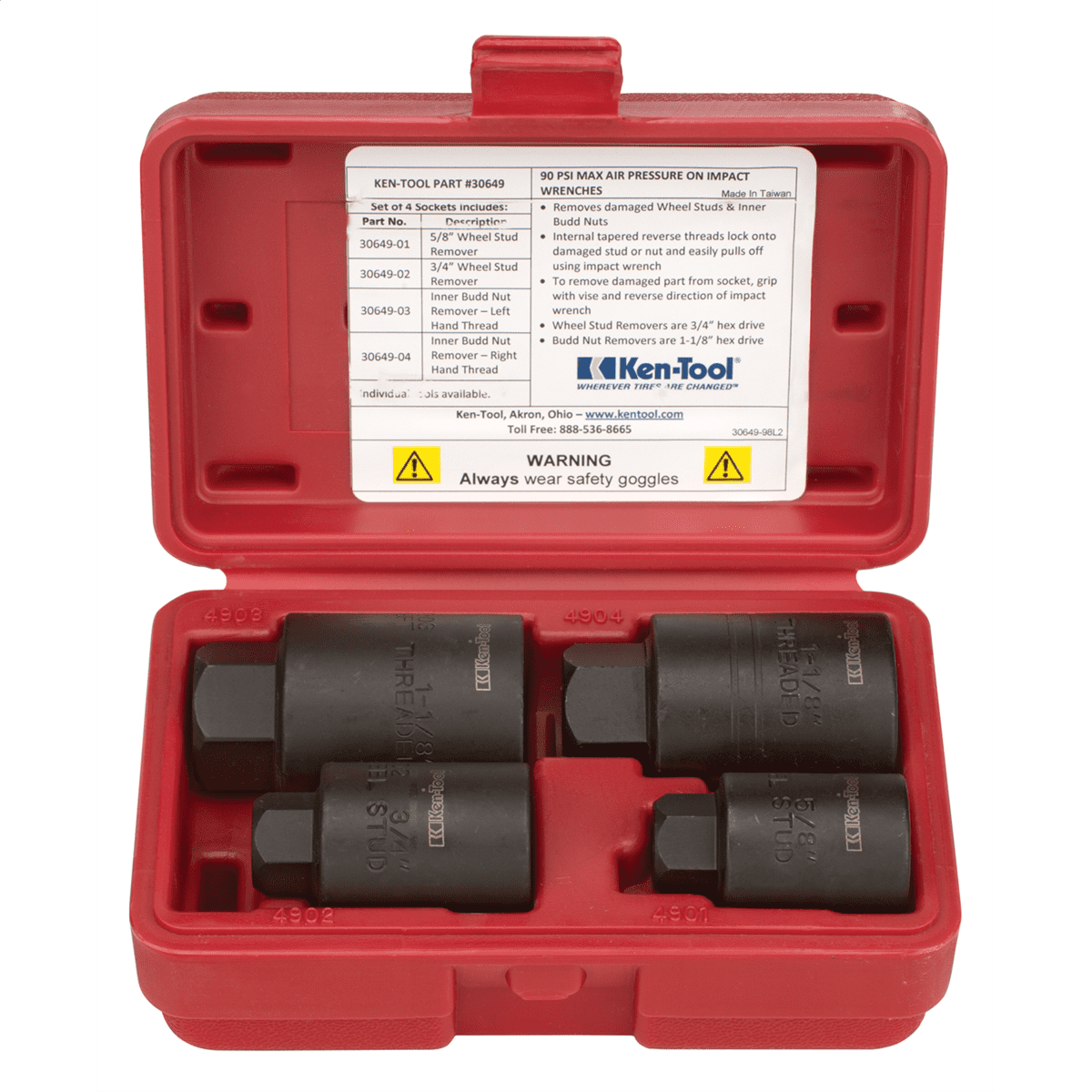 Wheel Remover Ken-tool 30649 4 pc. HD Wheel Stud Remover Set - Walmart Business Supplies