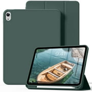 Kenke Case iPad (A16) 11th Generation 11 inch 2025, iPad 10th Generation 10.9 Inch 2022 with Pencil Holder, Soft TPU Back Smart Trifold Stand Case [Support Touch ID and Auto Wake/Sleep], Dark Green