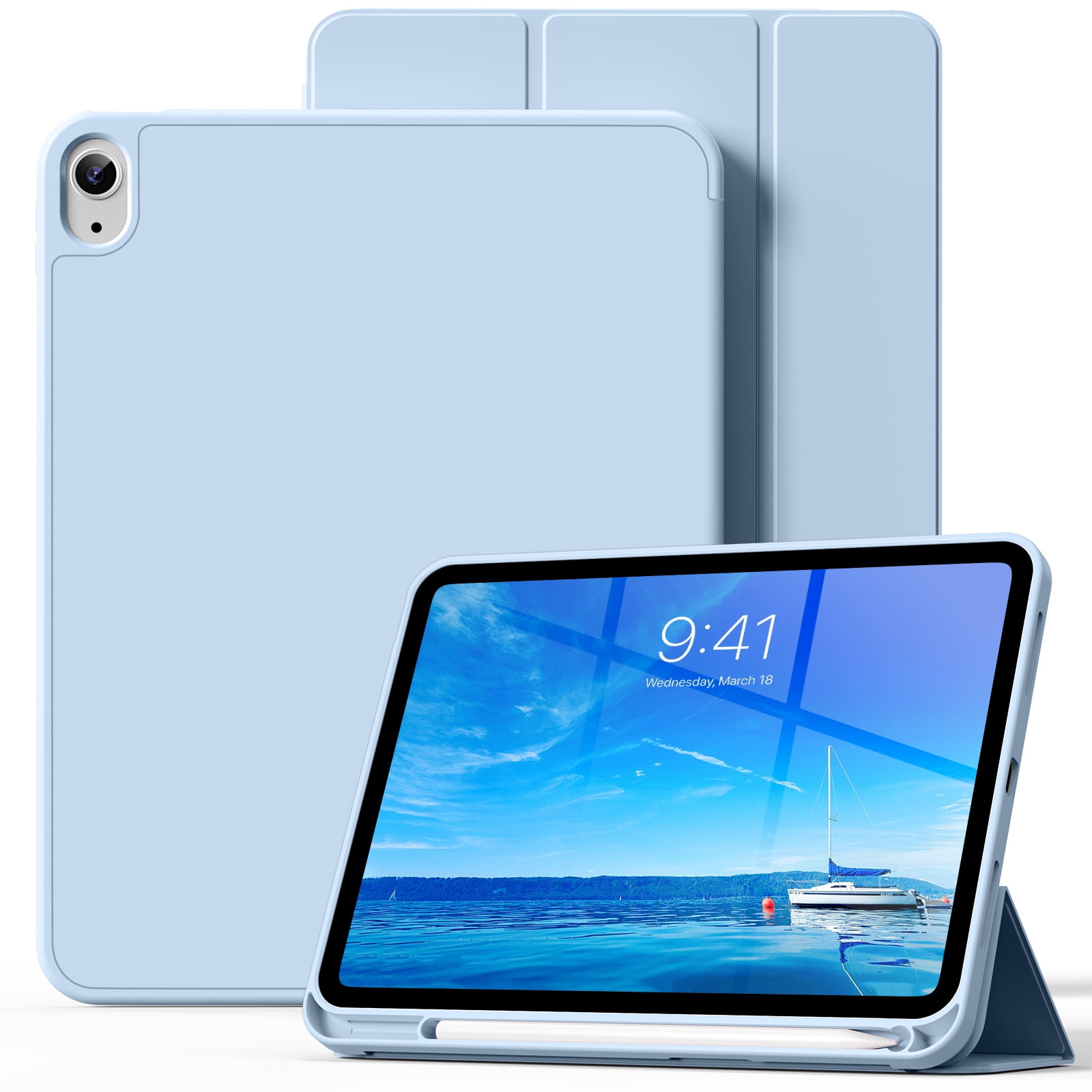 KenKe Case For IPad 9th/8th/7th Gen 10.2 Inch - Trifold Stand Cover With Pencil Holder & Auto Wake/Sleep