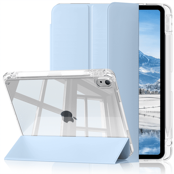 KenKe Case for iPad (A16) 11th Generation 11 Inch 2025, iPad 10th Gen 10.9 Inch 2022 with Pencil Holder, Slim&Lightweight Cover,TPU Hybrid Clear Transparent Back, Auto Wake/Sleep, Blue
