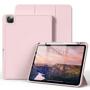 KenKe Case for iPad Pro 11 Inch 4th 3rd 2nd Generation 2022/2021/2020 with Pencil Holder,Trifold Stand Smart Case with Soft TPU Back,Wireless Pencil Charging,Auto Wake/Sleep iPad Pro 11 Case-Pink