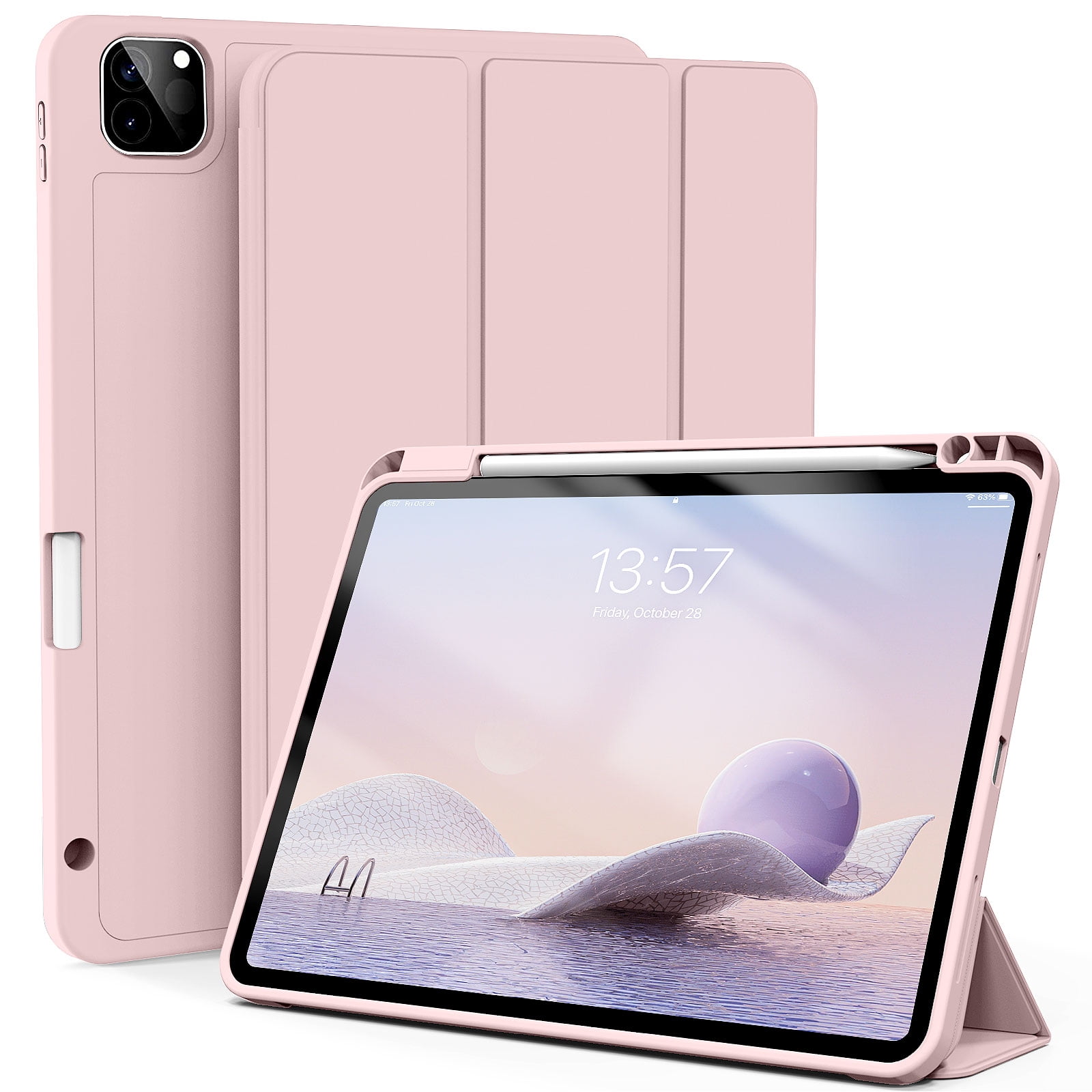iMieet New iPad Pro 11 Inch Case 2022(4th Gen)/ 2021(3rd Gen) with Pencil  Holder [Support iPad 2nd Pencil Charging/Pair],Trifold Stand Smart Case  with