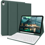 Kenke iPad (A16) 11th Generation 11 inch 2025 Keyboard Case,for iPad 10th Generation 10.9 inch 2022 with Pencil Holder,Soft TPU Back Stand Cover, Bluetooth Detachable Wireless Keyboard, Dark Green