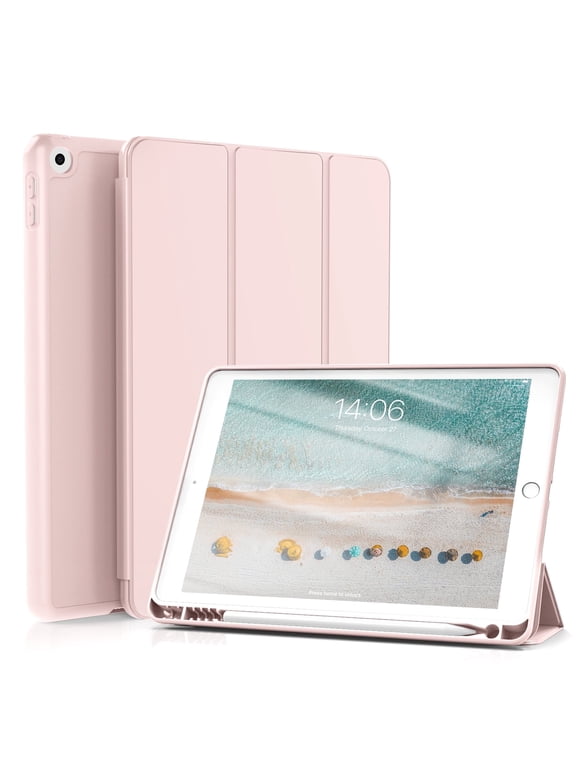 iPad 10.2 Case for iPad 9th Generation 2021 /iPad 8th Generation 2020 / iPad 7th Gen 2019 with Pencil Holder, Auto Sleep/Wake for Slim Soft Back Smart Cover, iPad 10.2 inch Case, Pink
