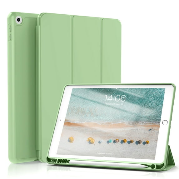 KenKe iPad 10.2 Case for iPad 9th Generation 2021 /iPad 8th Generation 2020 / iPad 7th Gen 2019 with Pencil Holder, Auto Sleep/Wake for Slim Soft Back Smart Cover, iPad 10.2 inch Case, Green