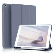 KenKe iPad 10,2 علبة الجيل التاسع/الثامن/السابع بحامل قلم رصاص، غطاء ذكي خفيف الوزن ناعم TPU، نوم تلقائي/استيقظ، لجهاز iPad 9th Gen 2021/8th Gen 2020/7th Gen 2019 Case