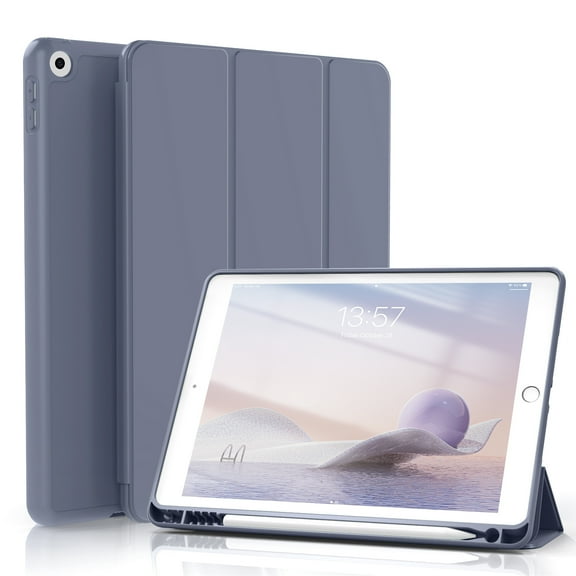KenKe iPad 10.2 Case for iPad 9th Generation 2021 /iPad 8th Generation 2020 / iPad 7th Gen 2019 with Pencil Holder, Auto Sleep/Wake for Slim Soft Back Smart Cover, iPad 10.2 inch Case, Purple