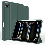 KenKe for iPad Pro 13 Inch Case 2024 (7th Generation) with Pencil Holder, Trifold Stand Protective Case, Auto Wake/Sleep,TPU Shockproof Rear Shell Cover,Pencil Charging,for iPad Pro 13 Case,Dark Green