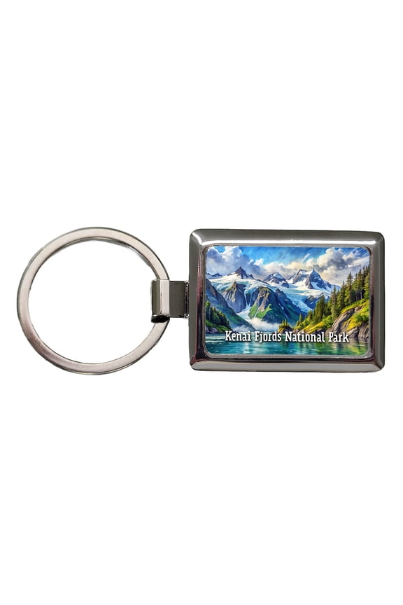 Kenai Fjords National Park Alaska Metal Rectangle Keychain