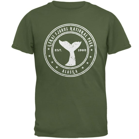 Kenai Fjords National Park Mens T Shirt Military Green SM