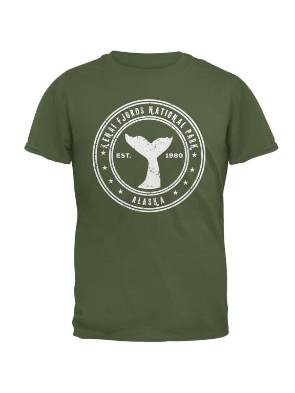Kenai Fjords National Park Mens T Shirt Military Green X-LG