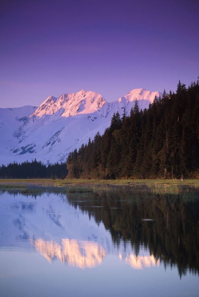 Kenai Mtns Reflected In Lake Southcentral Ak Summer Scenic Canvas Art - Jeff Schultz Design Pics (22 x 34)