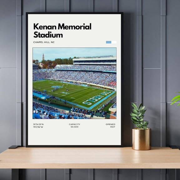 Kenan Memorial Stadium Print - Home of UNC Tar Heels, Unframed Canvas Size 8x12