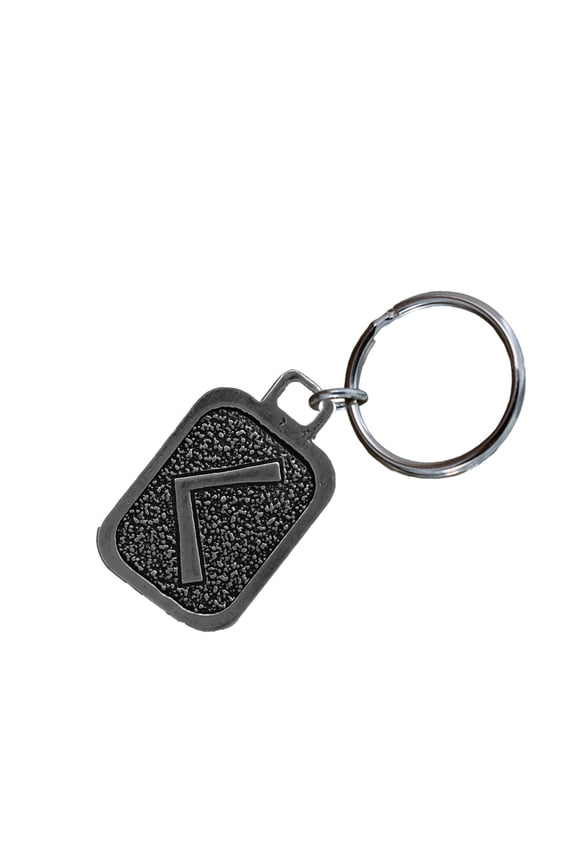 Kenaz Keychain, L058KC, 1 1/4 Inch, Norse Runes, Viking, Knowledge, Gift, Metal, Engraved, Key Fob, Key Ring, Keys, Zipper Pull, Luggage Tag, Pewter, Backpack, Symbolic, Made in USA