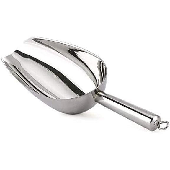 12oz Ice Scoop, 11 Inch Medium Stainless Steel Food Scoop, Multi-Purpose Utility Scoop for Kitchen Bar Party Wedding, Dishwasher Safe