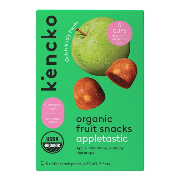 Kencko Appletastic Organic Fruit Snacks 3.5oz, 5 Pack