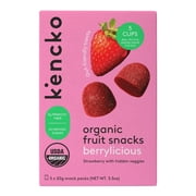 Kencko Berrylicious Organic Fruit Snacks, 3.5oz, 5 Pack